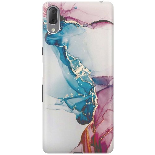 фото Re:paчехол - накладка artcolor для sony xperia l3 с принтом "сине-розовый мрамор"