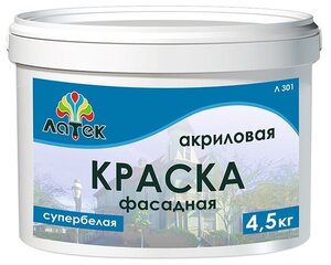 <b>Краска</b> <b>акриловая</b> ЛАТЕК Фасадная Л301 супербелая матовая <b>Краска</b> фасадная "латек Л301" супербе