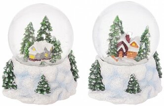 Стеклянный шар со снегом, с музыкой "Домик", 12,7х12х15,4см, 2в 81-1259