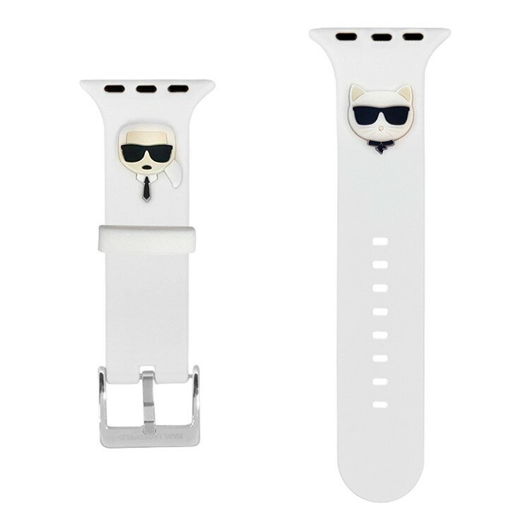 Ремешок силиконовый Lagerfeld Silicone Karl and Choupette heads для Apple Watch 38-40-41 mm белый