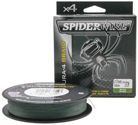 "Плетеная леска Spiderwire Dura4 Braid Темно-зеленая 150m 0,17m Mgrn"