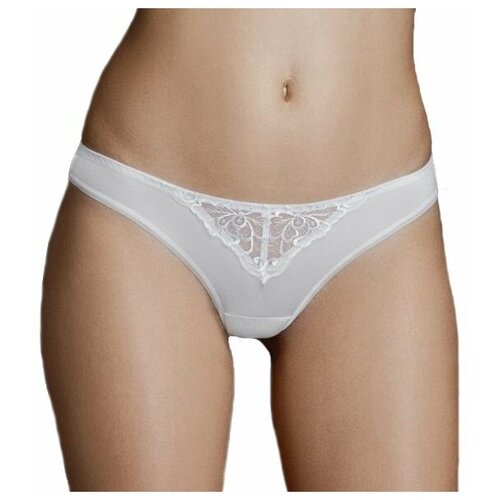 фото Milavitsa трусы тонг средней посадки с кружевом classic elegant, размер 106, белый