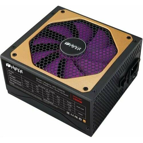 Блок питания ATX HIPER HPG-1100FM EXCELLENT 1100W 80Gold APFC 140mm fan full modular 1176700₽