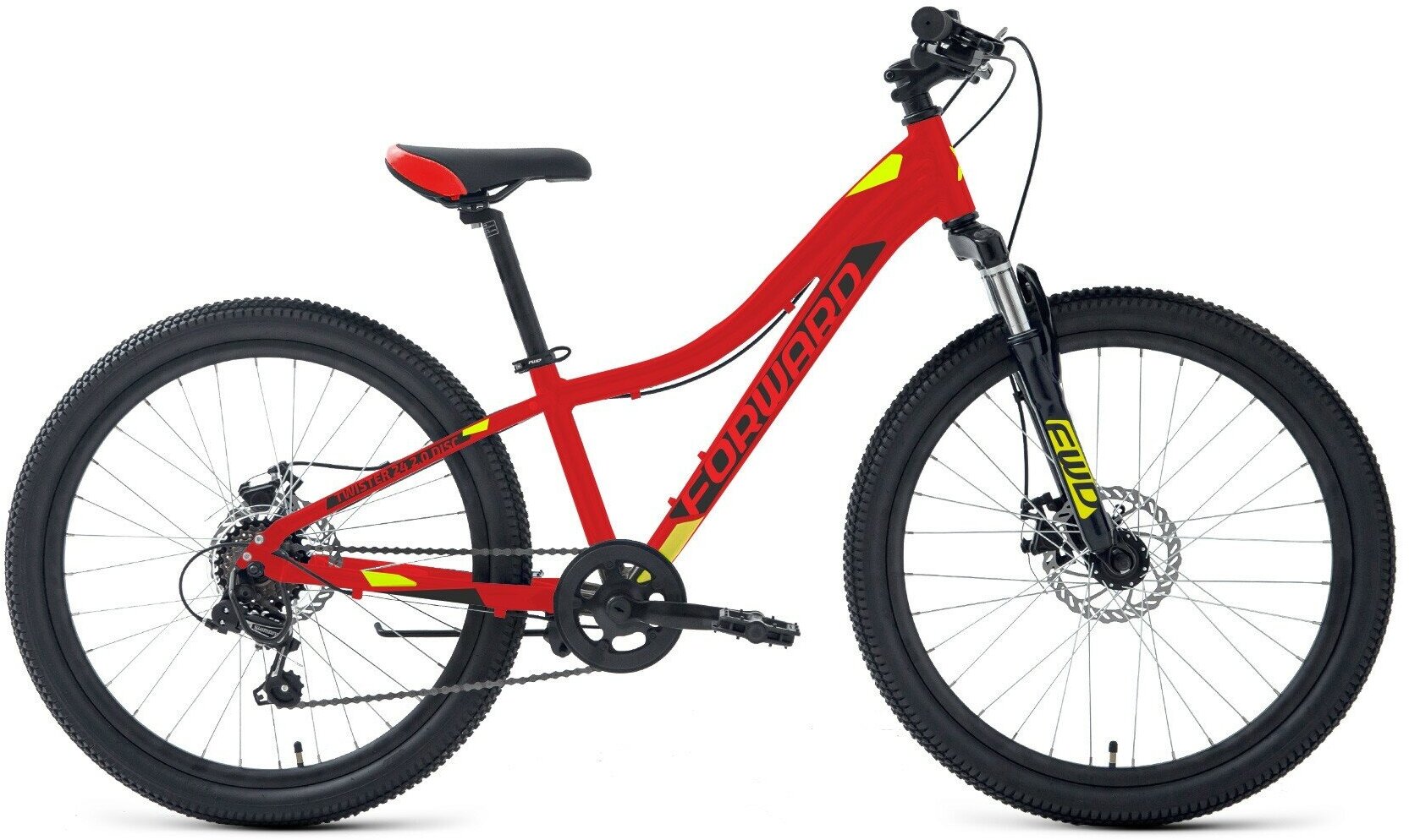 Велосипед FORWARD Twister 24 2.0 D -23г. (12" / красный-ярко-зеленый )