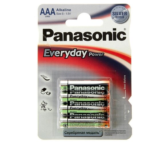 Батарейка Panasonic Everyday Power AAA/LR03, в упаковке: 4 шт. батарейки panasonic щелочные 9v everyday power в блистере 1шт 6lf22ree 1br