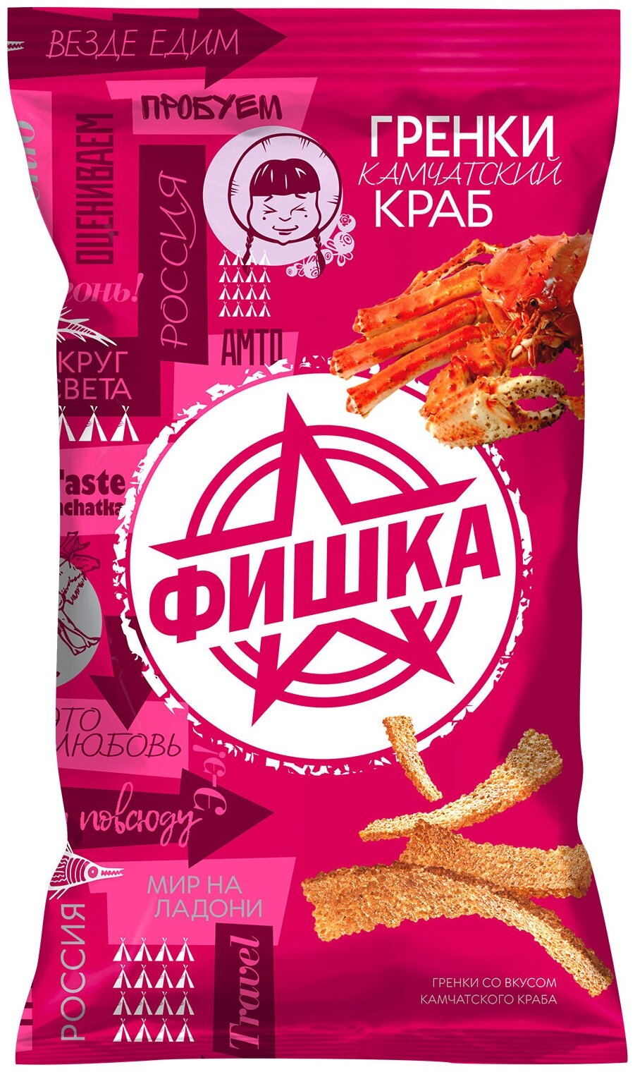 Гренки ржано-пшеничные Фишка Камчатский краб 120 г