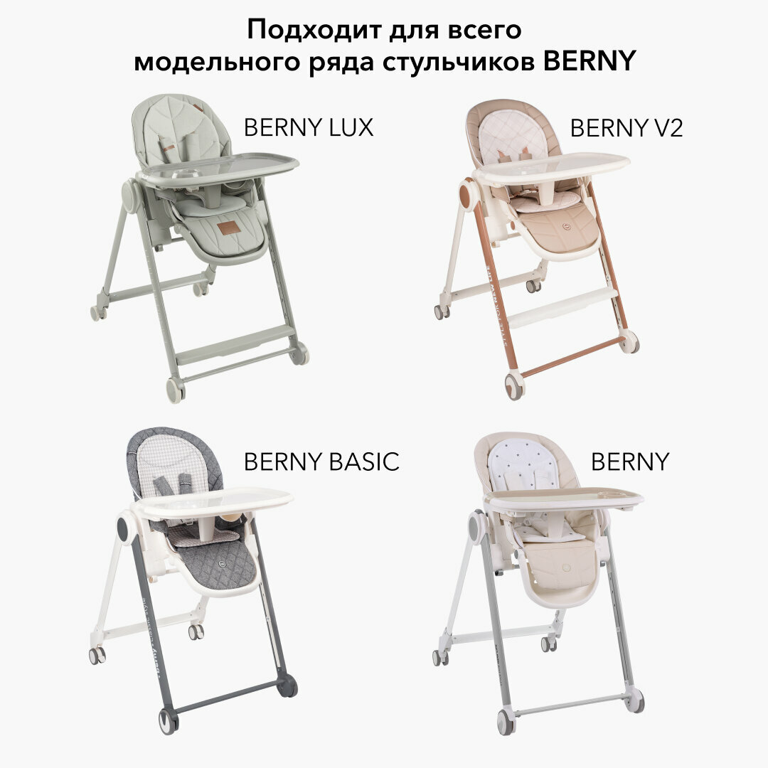 40038, Сменный чехол на стул для кормления Happy Baby для стульчиков BERNY, BERNY BASIC, BERNY V2, BERNY LUX, экокожа, белый