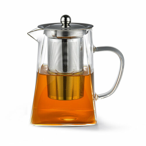 Заварочный чайник Fissman 950 мл со стальным фильтром (жаропрочное стекло) (6481)