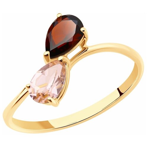 фото Sokolov кольцо из золота с родолитом и синтетическим ситалом 716102, размер 17