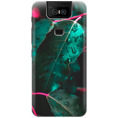 фото Re:pa накладка transparent для asus zenfone 6 zs630kl с принтом "капли на листьях"