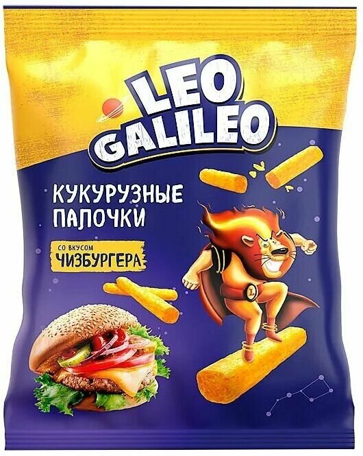 Leo Galileo, кукурузные палочки со вкусом чизбургера,24 шт по 45 г