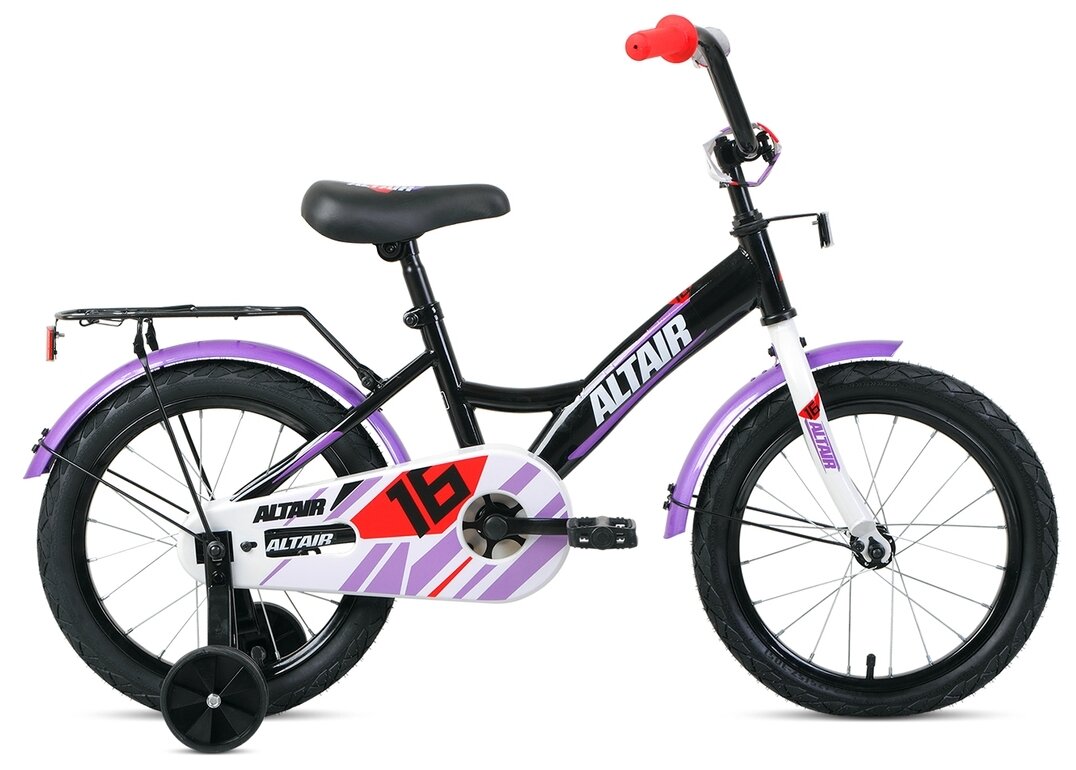 Велосипед ALTAIR KIDS 16 (16" 1 ск.) 2020-2021, черный/белый, 1BKT1K1C1002