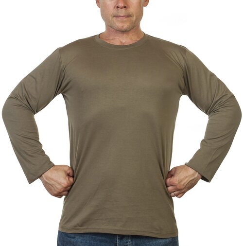Лонгслив Kamukamu Мужская футболка хаки-олива с длинным рукавом, размер 54, зеленый, хаки