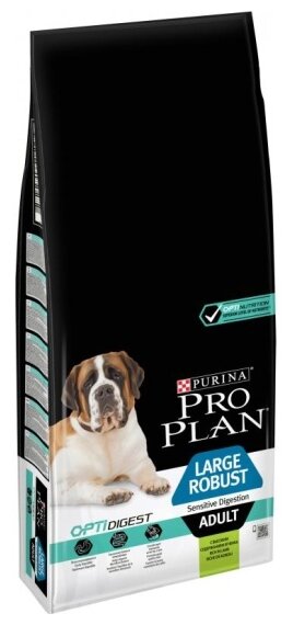 Purina Pro Plan Сухой корм для собак крупных пород с мощным телосложением с чувствительным пищеварением с ягненком (Large Adult Robust Lamb) 12294785, 3 кг, 40604 (2 шт)