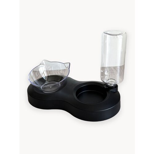 Миска для животных, кошек, собак на подставке двойная с автопоилкой