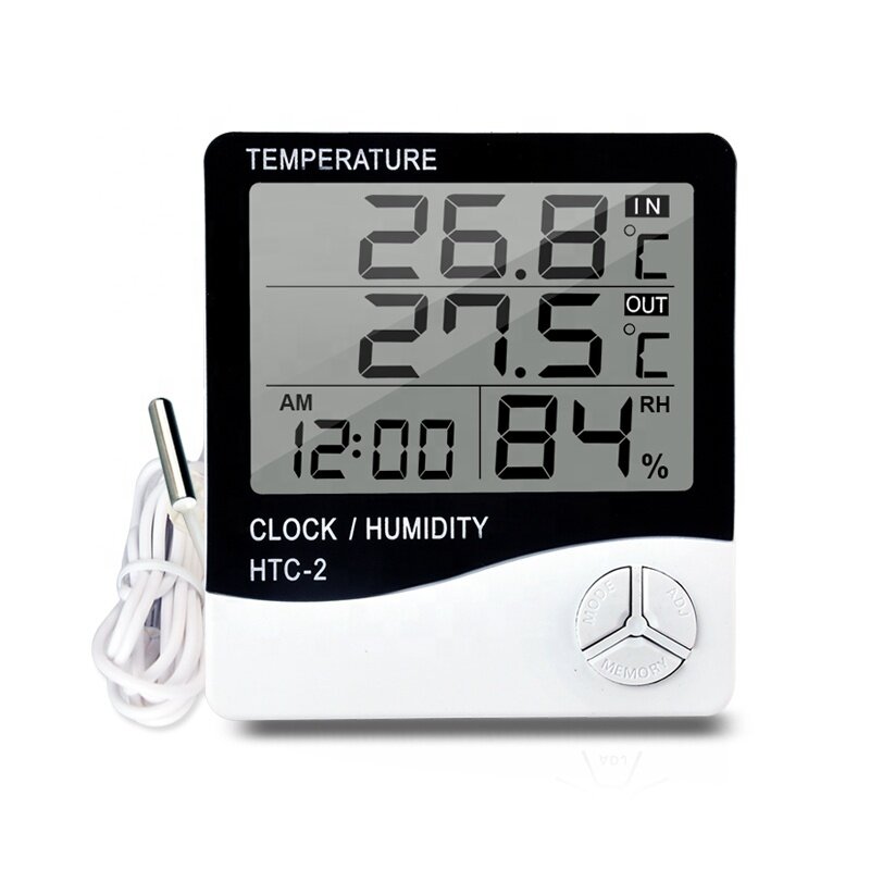 Домашний термометр с функцией гигрометра и часами, два датчика температуры встроенный и выносной - фотография № 8