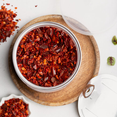 Изображение товара Перец острый красный Долина вкусов, дробленый, высший сорт, натуральный, 110 г