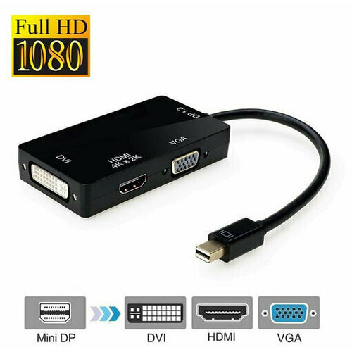 Mini DisplayPort-HDMI+VGA+DVI адаптер, конвертер адаптер atcom displayport m hdmi vga dvi at6854