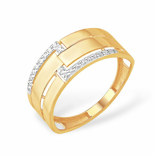 Кольцо Яхонт, красное золото, 585 проба, фианит, размер 18, золотой кольцо яхонт золото 585 проба фианит размер 18 бесцветный