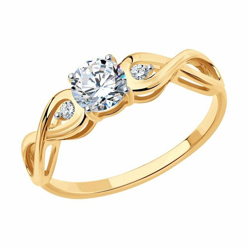 кольцо обручальное sokolov комбинированное золото бижутерный сплав 585 проба фианит размер 20 5 бесцветный Кольцо Яхонт, золото, 585 проба, фианит, размер 16.5, бесцветный