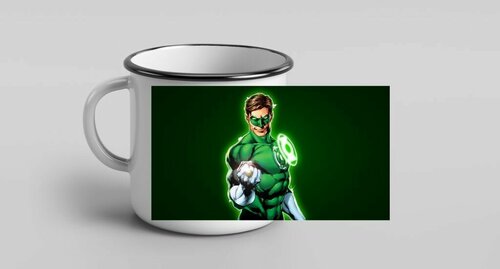 Кружка металлическая эмалированная Зелёный фонарь, Green Lantern №5
