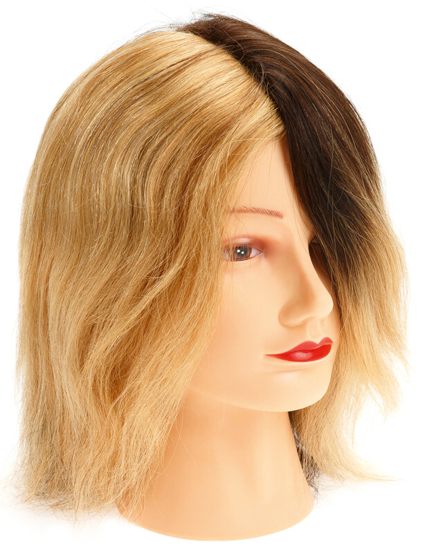 Голова-манекен учебная DEWAL "4 цвета" для парикмахеров, натуральные волосы 20-25 см M-2049A