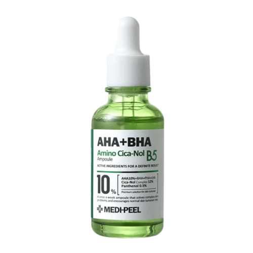 Сыворотка с кислотами 10% для чувствительной кожи MEDI-PEEL AHA BHA Amino Cica-Nol B5 Ampoule, 30 мл гель пенка с кислотами medi peel phyto cica nol b5 aha bha vitamin calming o2 deep cleanser 150 мл