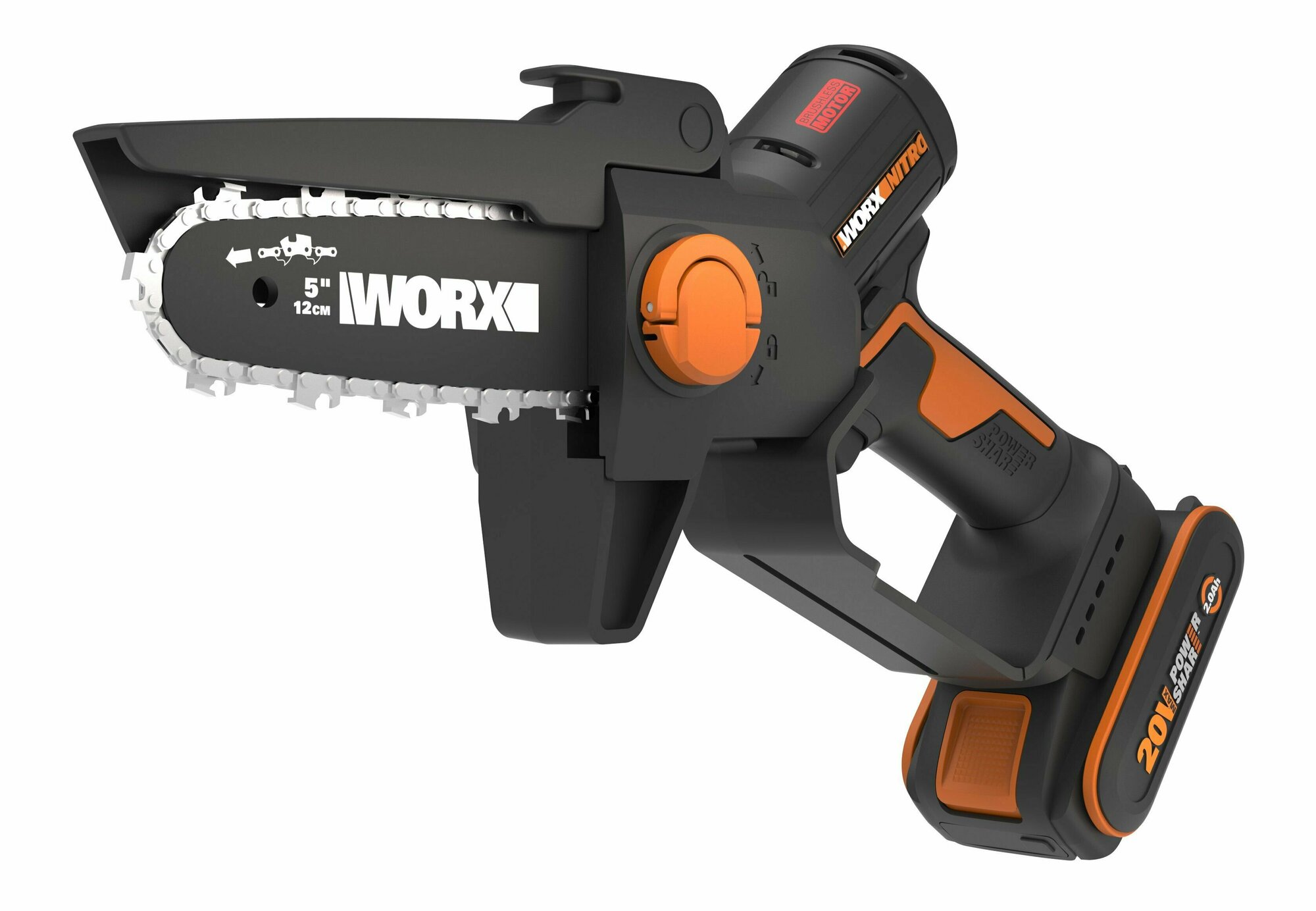 Пила аккумуляторная бесщёточная WORX WG325E, 20В, 12см, 2Ач х1, ЗУ 2А - фотография № 2