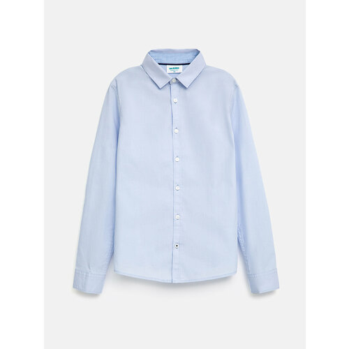 Школьная рубашка Acoola, прямой силуэт, на пуговицах, длинный рукав, размер 134, голубой