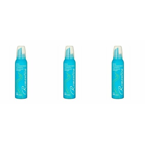 Романтика, Мусс для волос с Провитамином B5, очень сильная фиксация (голубой), 145 мл - 3 шт