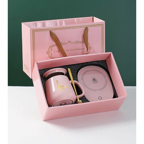 Кружка и подставка с подогревом для чая и кофе подарочный набор на 8 марта женщине коллеге 949₽