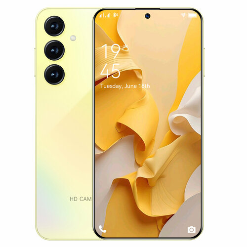 Смартфон A55 Plus 12512 ГБ глобальная русская версия сеть 4G5G две SIM-карты Android 14 66 дюйма ударопрочная и водонепроницаемая защита мощные игровые функции гибкая камера длительное время автономной работыИнтерфейс Type-C желтый 12099₽