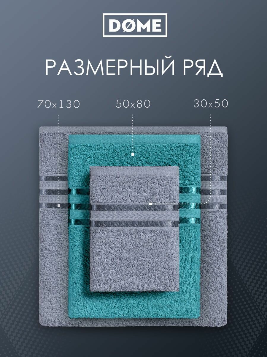 DOME "Гармоника" Комплект махровых полотенец, 50х80-2/70х130-2 хлопок, цвет серо-голубой; морская волна, 440 гр/м2, 4-пр — фото 1