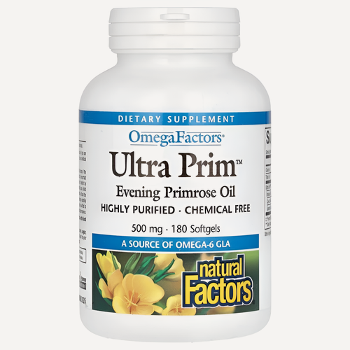Изображение товара Natural Factors, OmegaFactors, Ultra Prim, масло примулы вечерней, 500 мг, 180 мягких таблеток