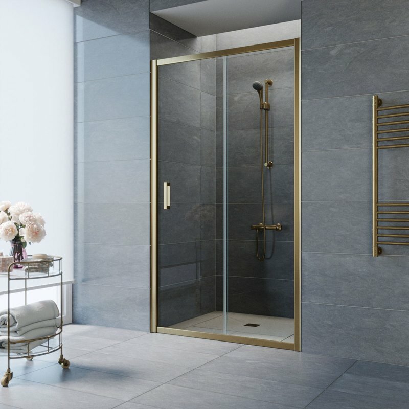 Душевая дверь в нишу Vegas Glass 115 см, профиль бронза, стекло прозрачное - фото №1