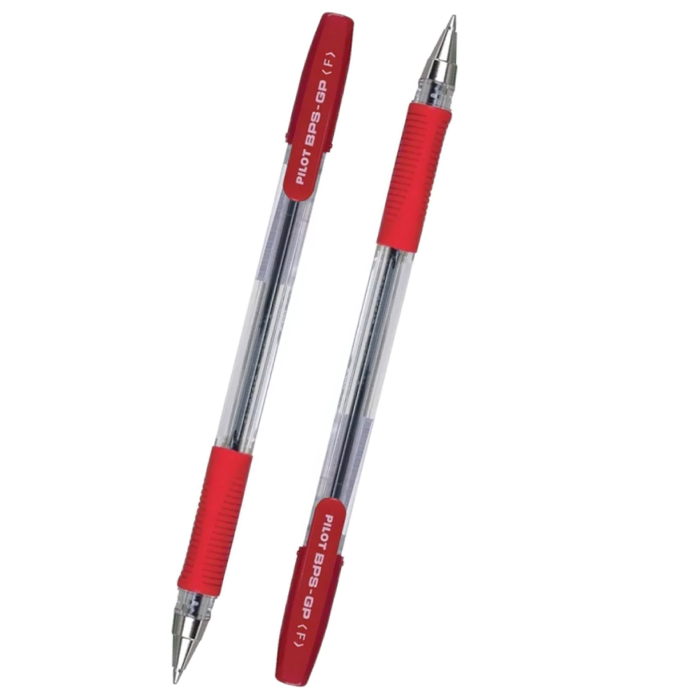 Ручка шариковая 12 шт PILOT BPS-GP-F, резиновая манжета, 0,7мм, цвет чернил красный — фото 1