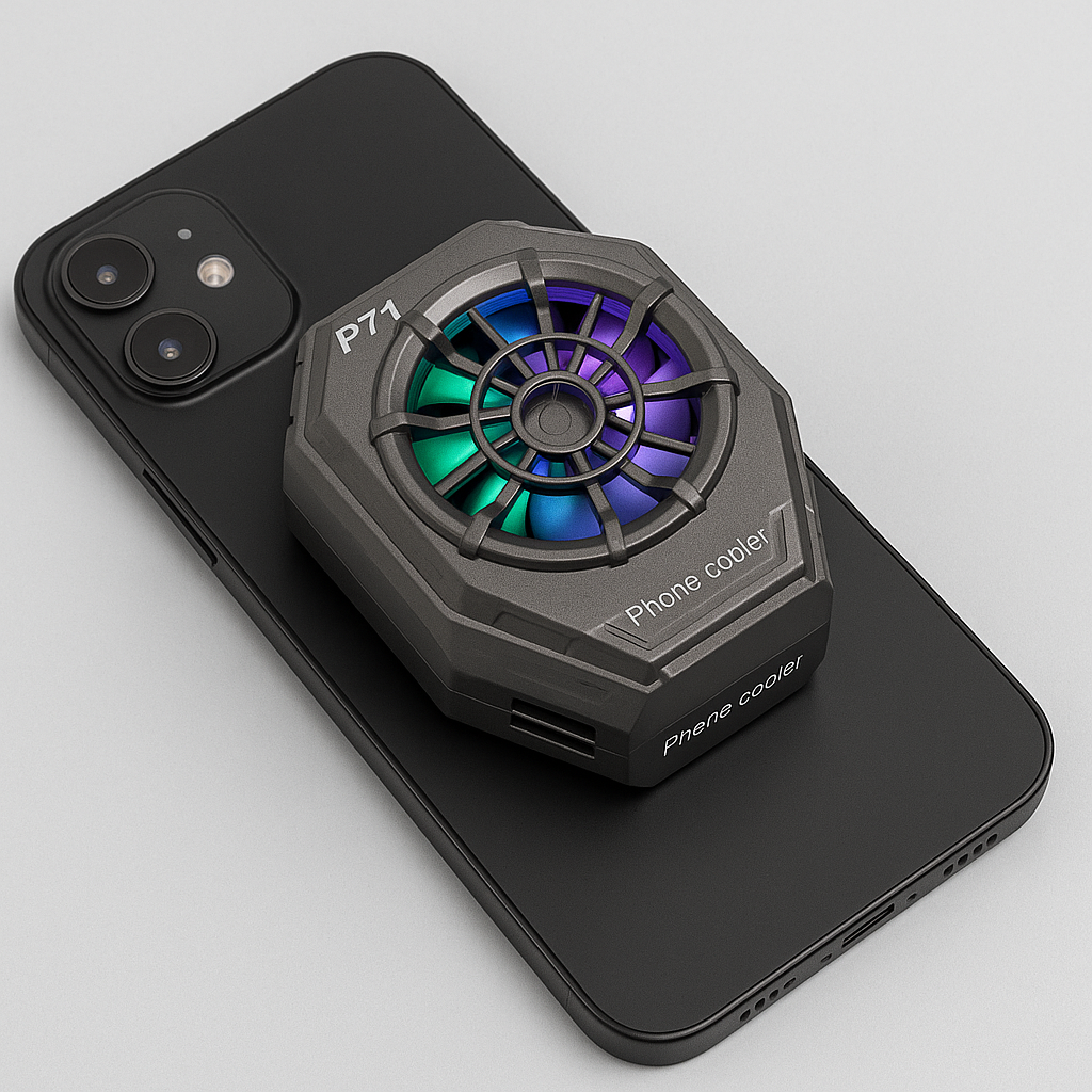 Кулер, для телефона, магнитный, RGB, алюминиевый, медный, 3 вентилятора