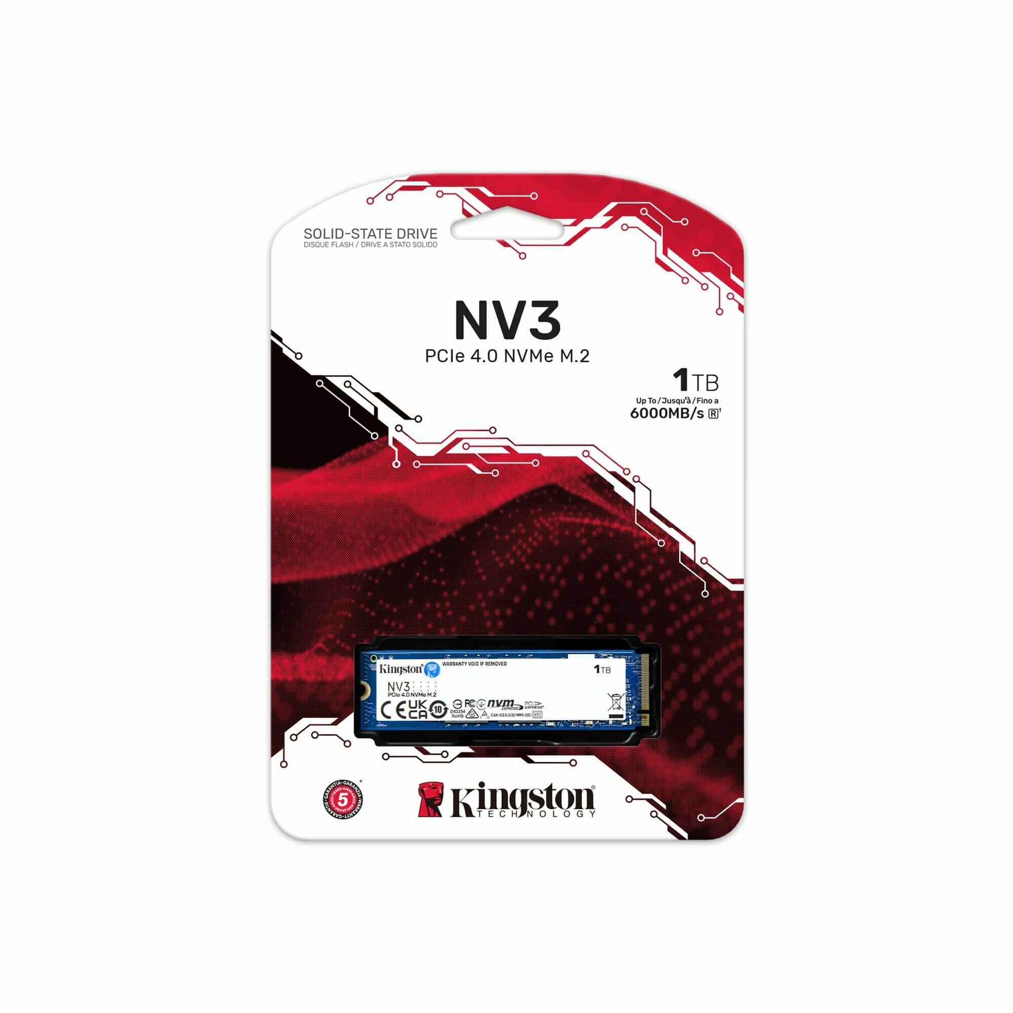 Твердотельный накопитель Kingston NV3, форм-фактор M.2, PCIe 4.0, 1ТБ, 6000Mb/s