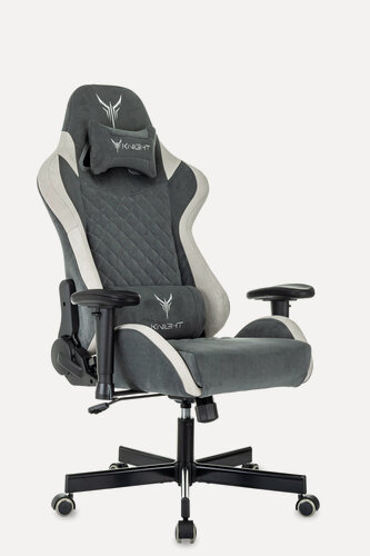 Изображение товара Кресло игровое Knight Regal Fabric серый/светло-серый искусственная замша крестовина металл