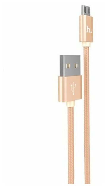 Кабель USB - микро USB HOCO X2, 1.0м, круглый, 2.1A, тканевый в переплёте