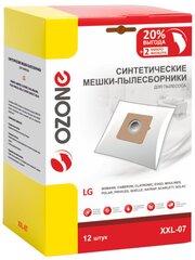 Мешки-пылесборники Ozone XXL-07 синтетические 12 шт + 2 микрофильтра для LG, EVGO, POLAR и др.