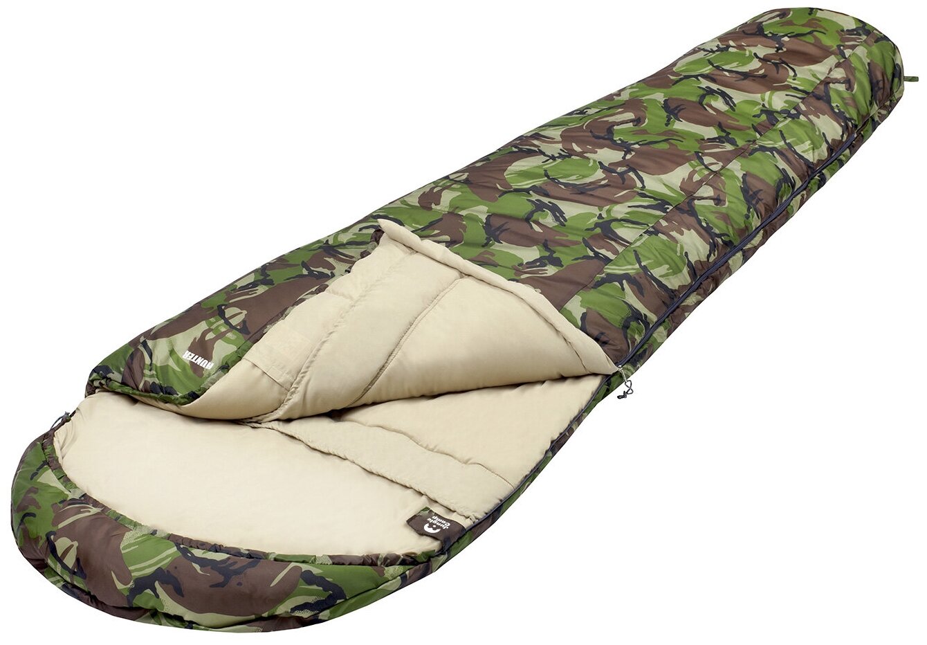 Спальный мешок Jungle Camp Hunter, трехсезонный, левая молния, цвет: камуфляж