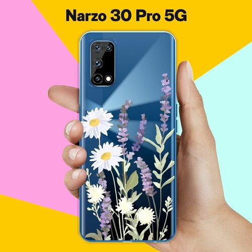 Силиконовый чехол на realme Narzo 30 Pro 5G Цветы / для Реалми Нарзо 30 Про 5 Джи силиконовый чехол на realme narzo 30 pro 5g енот для реалми нарзо 30 про 5 джи