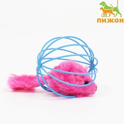 Игрушка Мышь в шаре, 6 см, синяя/розовая игрушка flamingo мышь в шаре для кошек