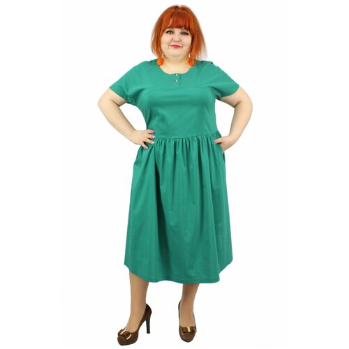 Платье больших размеров Сабина/зеленое/размер 62