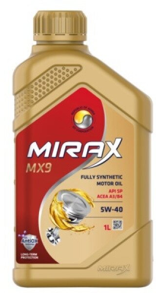 Моторное масло MIRAX MX9 SAE 5W-40 API SP, ACEA A3/B4, 12X1L