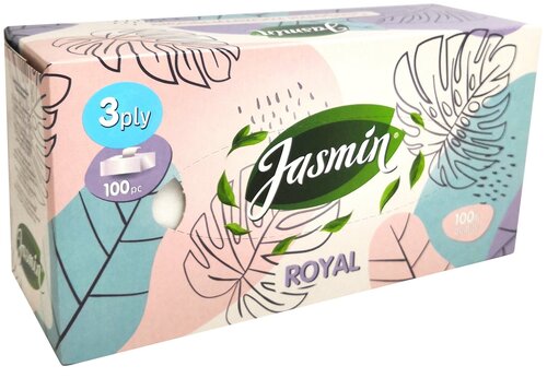 Салфетки бумажные Jasmin косметические 3-слоя 100 шт, белые