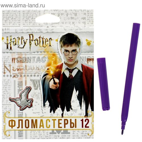 Фломастеры 12 цветов Гарри Поттер картонная коробка с европодвесом 373₽
