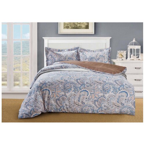 фото Постельное белье 2-спальное selena paisley персия, сатин, 50 х 70 см, серый/синий