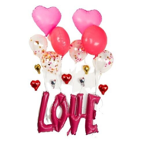 фото Букет из шаров «с любовью», набор 10 шт., цвет розовый сима-ленд